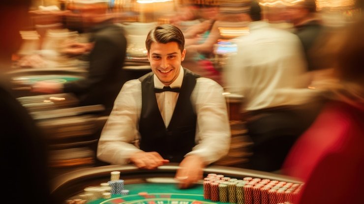 Pengguna bermain live casino menggunakan smartphone dengan keamanan terjaga